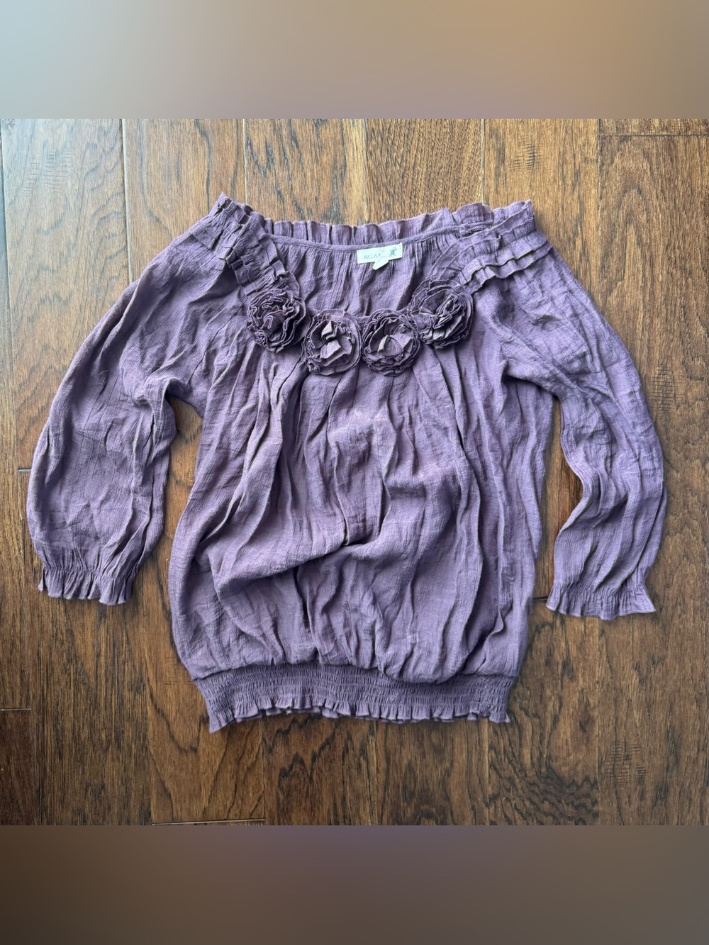 mine Mauve Lavender Top with Rosette Trim Size S